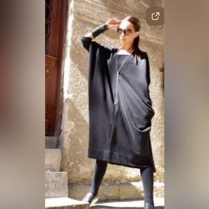 Aakasha Extravagant Black Casual Oversize Loose  Dress 3/4 sleeves Tunic